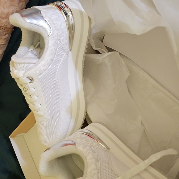 Michael Kors White and Silver Sneakers - Picture 2 of 4